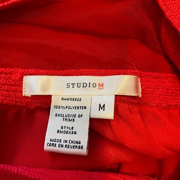 Studio M Red Blouse with sheer neckline-Size Medium - Picture 4 of 6